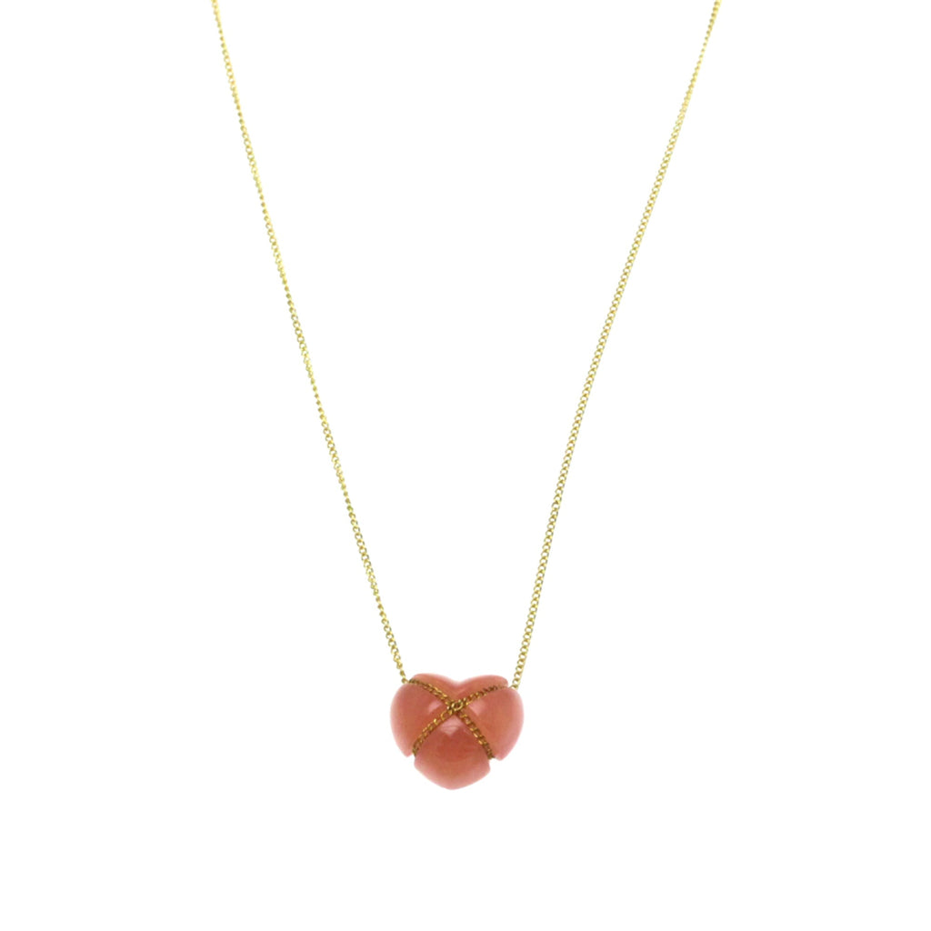 Tiffany Cross Heart · Rhodochrosite · 18K