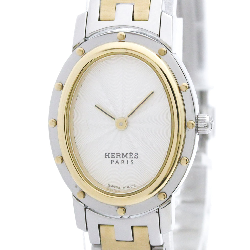 Hermès Clipper Oval · Steel & Gold