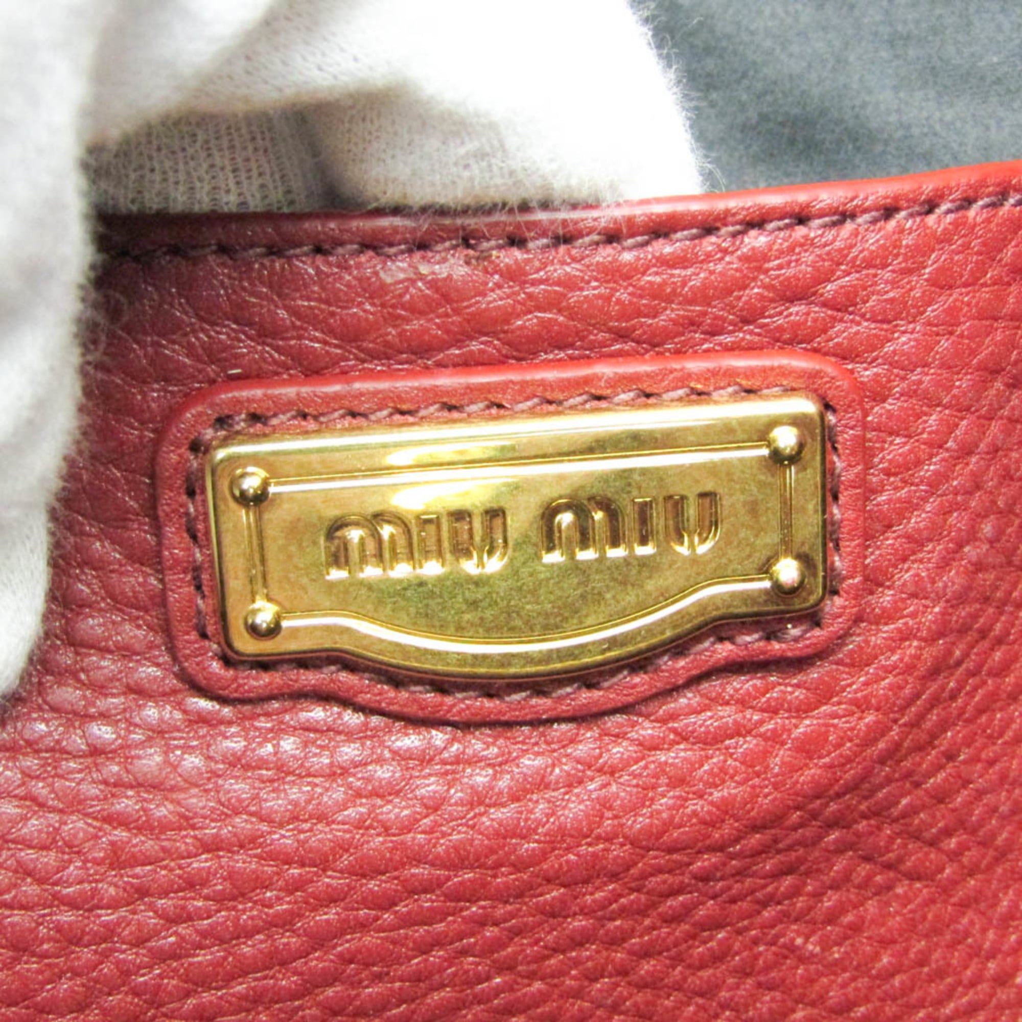 Miu Miu Leather Tote · Rubino