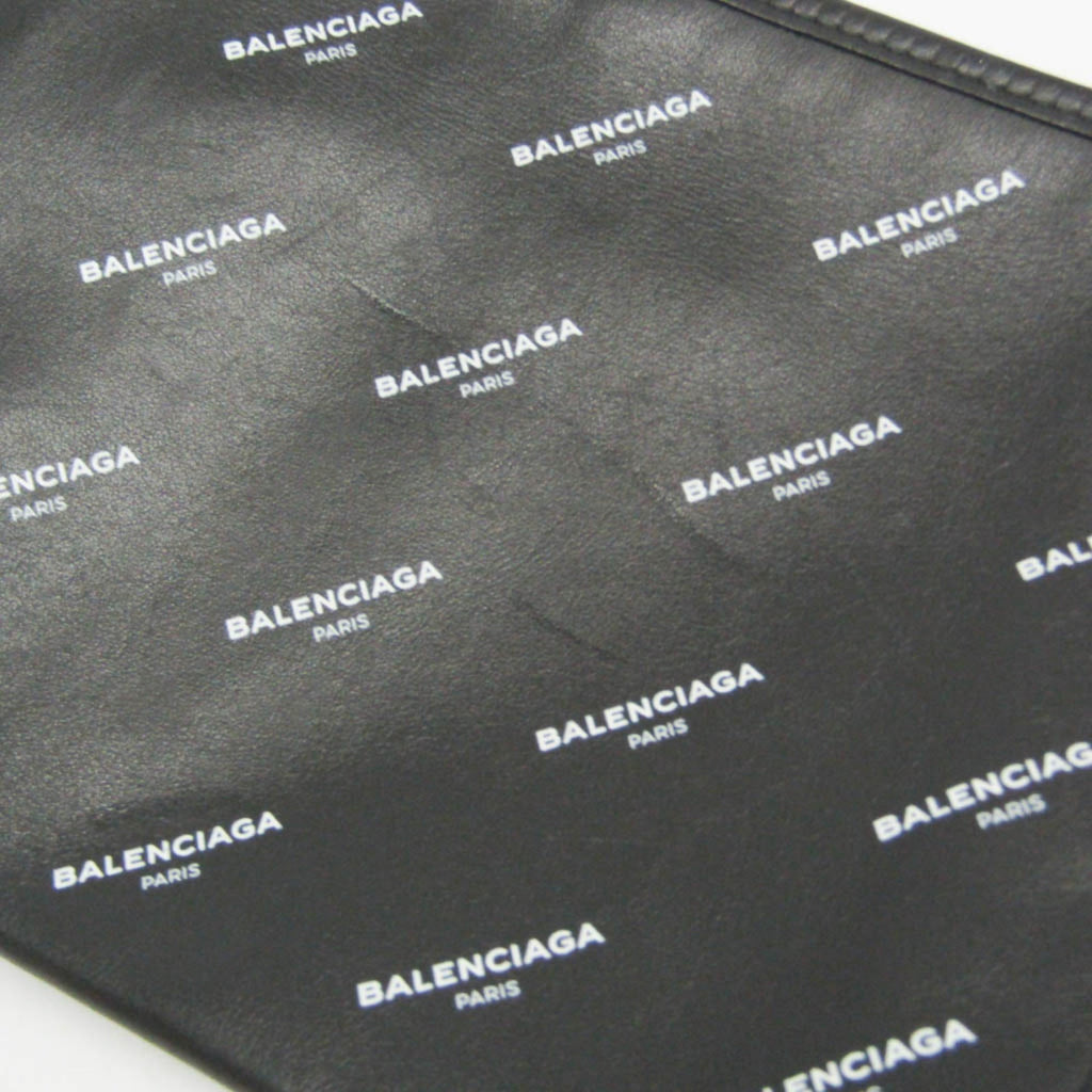 Balenciaga Logo Print Leather Clutch