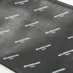 Balenciaga Logo Print Leather Clutch