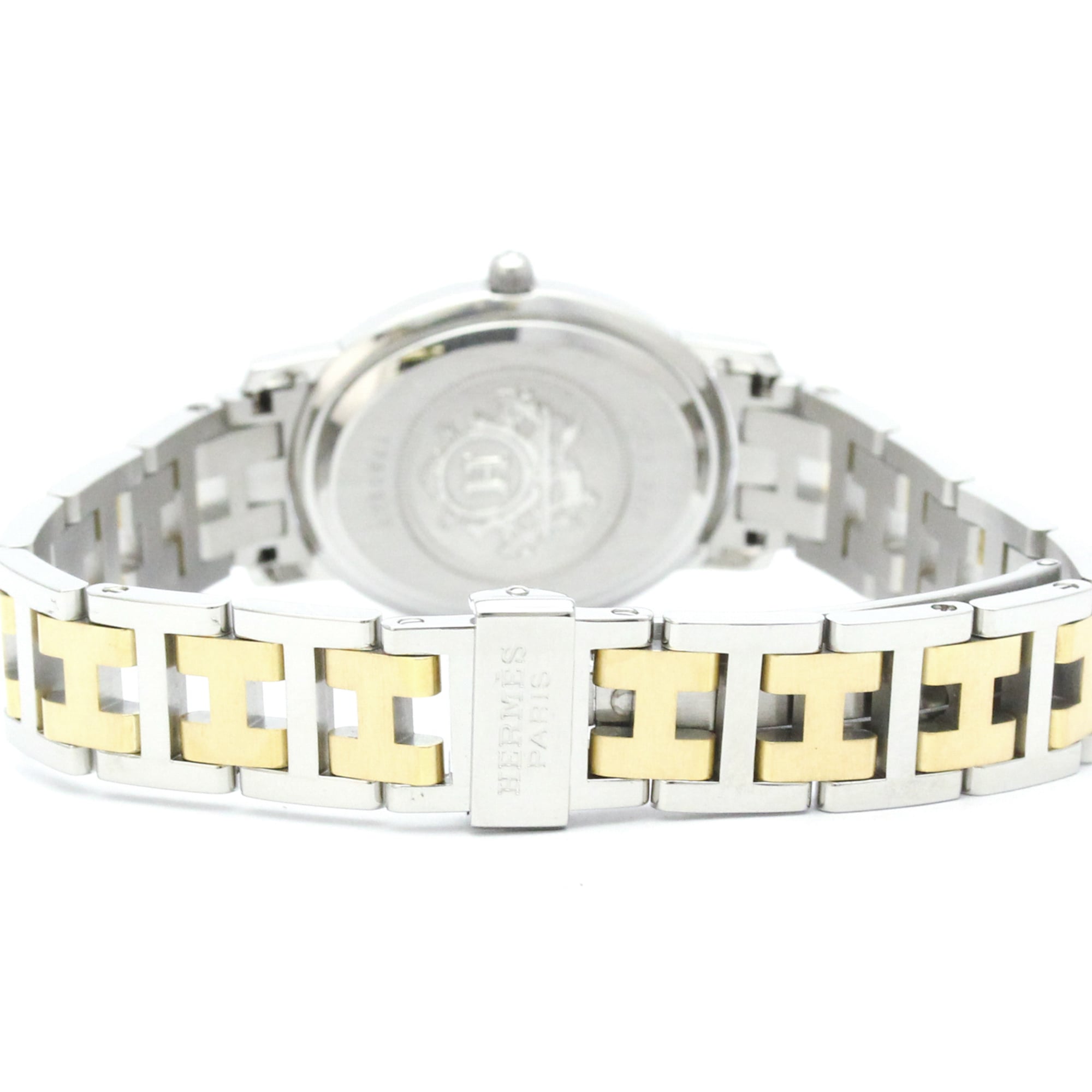 Hermès Clipper Oval · Steel & Gold