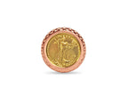 Fancy Solid White/Yellow/Rose Gold Handmade Coin Ring , 1/10oz Coin ,