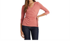 LAUREN Ralph Lauren Stretch Jersey Surplice Top Pink