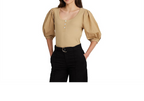 LAUREN Ralph Lauren Stretch Cotton Puff-Sleeve Henley Tee