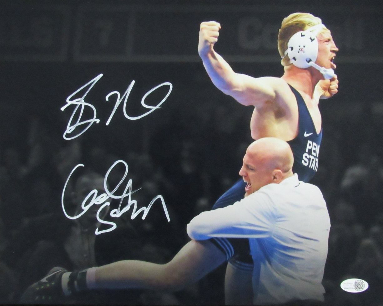 Bo Nickal/Cael Sanderson Penn State Wrestling Signed 11x14 Photo JSA 192669