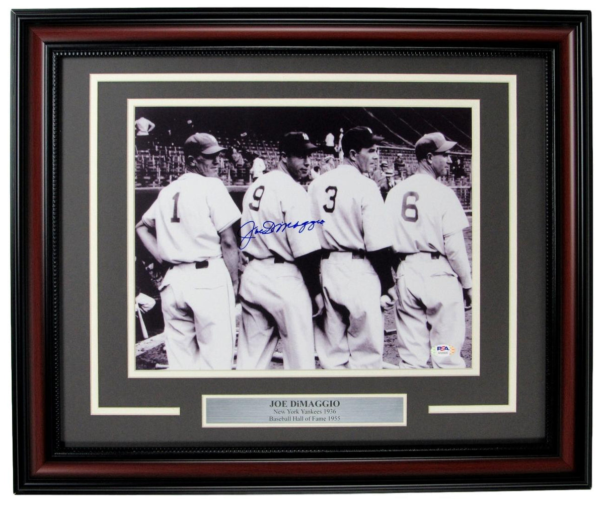 Joe DiMaggio HOF Yankees Signed/Auto 11x14 1936 Photo Framed PSA/DNA 155569