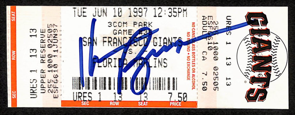 Kevin Brown Signed/Auto June 11, 1997 Full Ticket No Hitter Marlins 193199