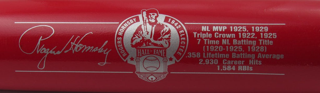 Rogers Hornsby HOF Red Cooperstown Bat with Stats Cardinals UNSIGNED 192637