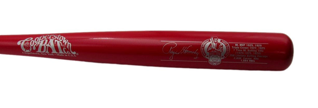 Rogers Hornsby HOF Red Cooperstown Bat with Stats Cardinals UNSIGNED 192637