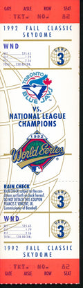 1992 World Series Game 3 Full Ticket Toronto Blue Jays vs. Atlanta Braves 193537