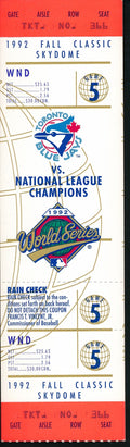 1992 World Series Game 5 Full Ticket Toronto Blue Jays vs. Atlanta Braves 193538