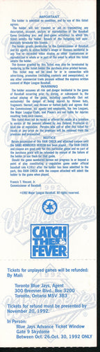 1992 World Series Game 5 Full Ticket Toronto Blue Jays vs. Atlanta Braves 193538