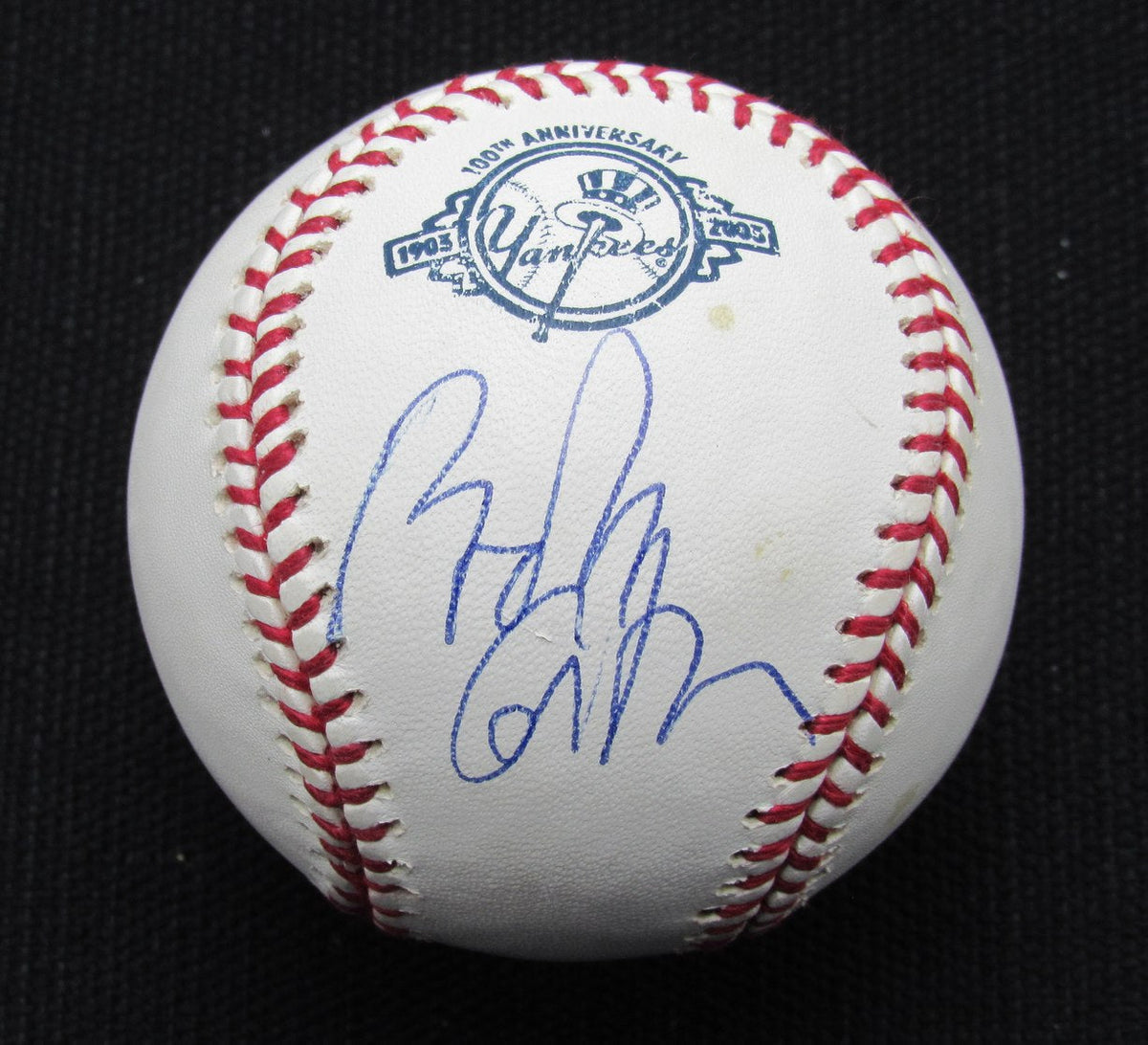 Bob Costas Signed/Auto OML Yankees 100th Anniversary Baseball JSA 186636