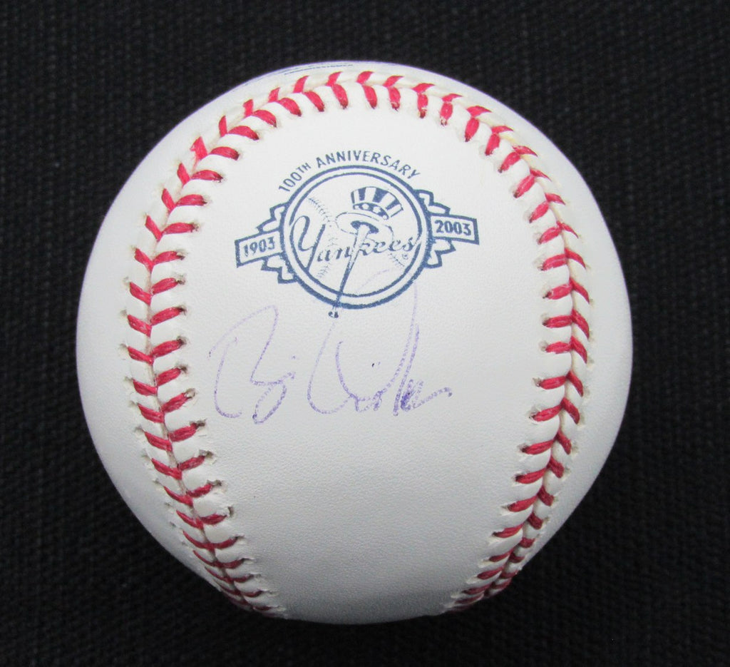 Brian Fisher Signed/Auto OML Yankees 100th Anniversary Baseball JSA 186678