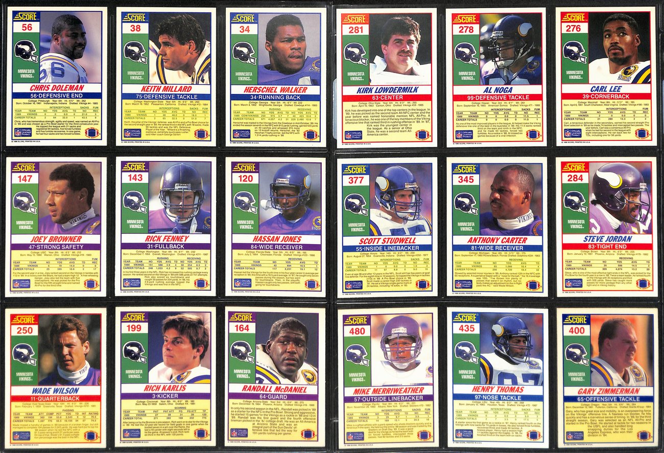 1990 SCORE Football Minnesota Vikings Team Set (27) Cards 189286
