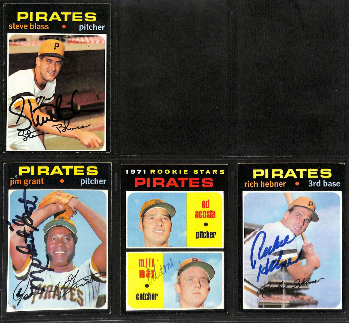 Lot of (4) Signed/Auto 1971 TOPPS Baseball Cards Pittsburgh Pirates 189396