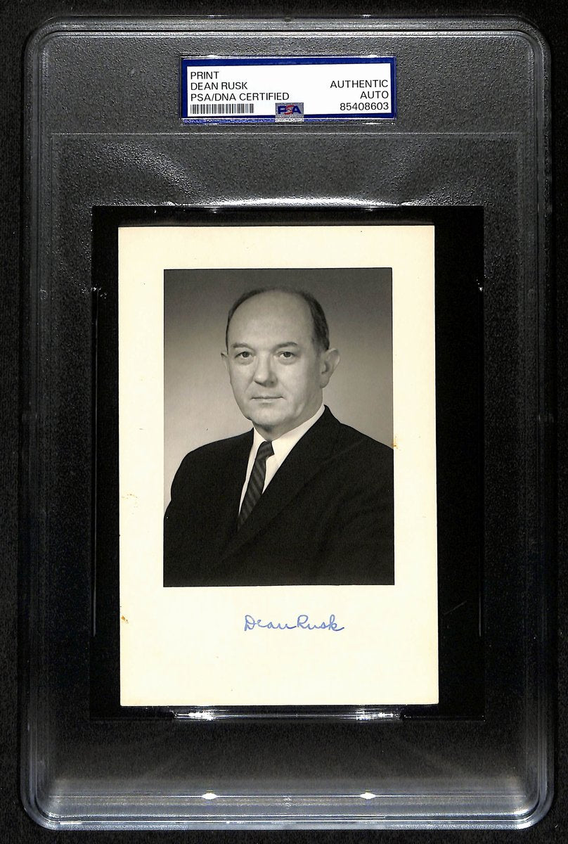 Dean Rusk Secretary of State Signed/Autographed 4x6 B/W Photo PSA/DNA 194212