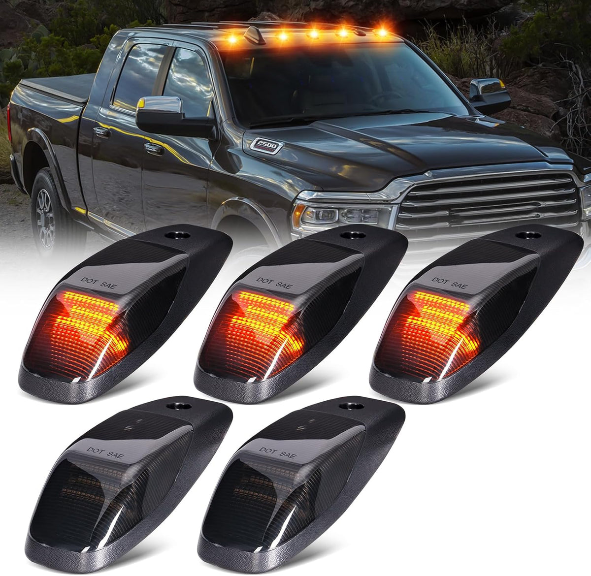 2019-2026 Ram HD Clear Smoked White Amber LED Roof Cab Lights