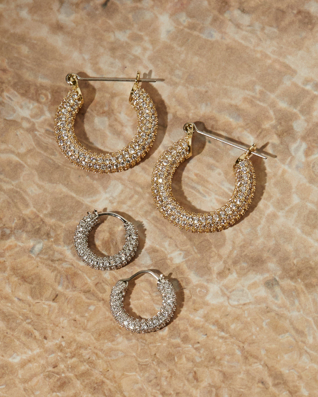 Pave Baby Amalfi Hoops- Gold (Ships Mid June)