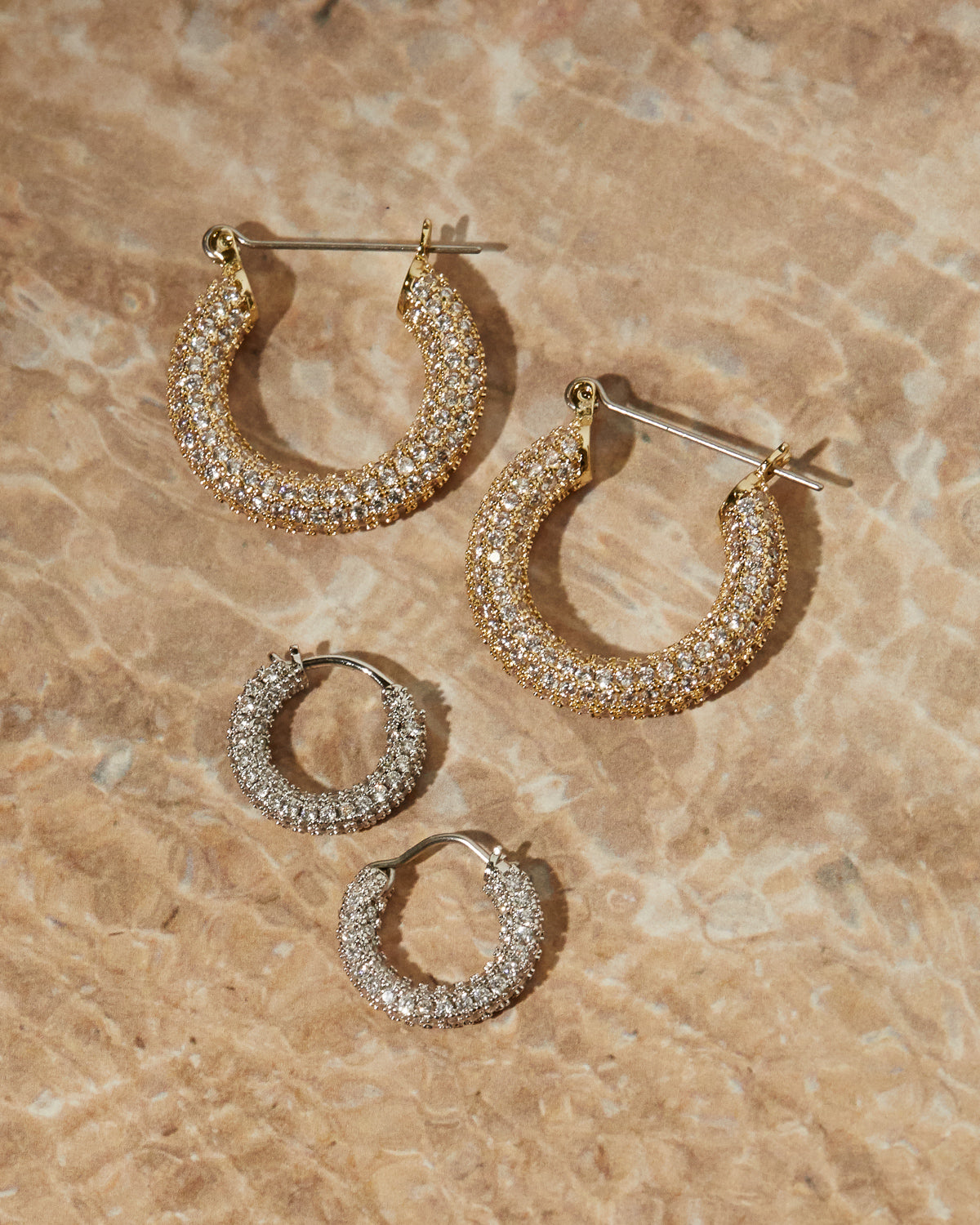 Pave Baby Amalfi Hoops- Gold (Ships Mid June)