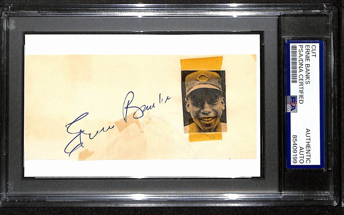 Ernie Banks HOF Signed/Auto Cut on 3x5 Index Card Chicago Cubs PSA/DNA 194174