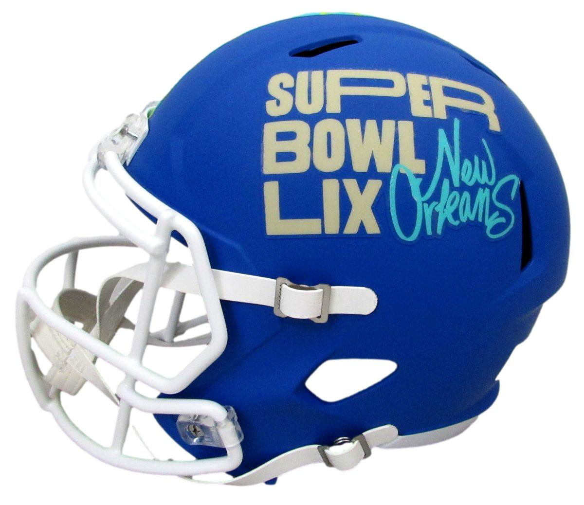 Lane Johnson Signed/Auto SB 59 Full Size Replica Helmet Eagles PSA/DNA 193550