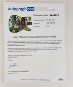 Black Sabbath Ozzy Osbourne Signed Graphics Photo Guitar BAS Witness