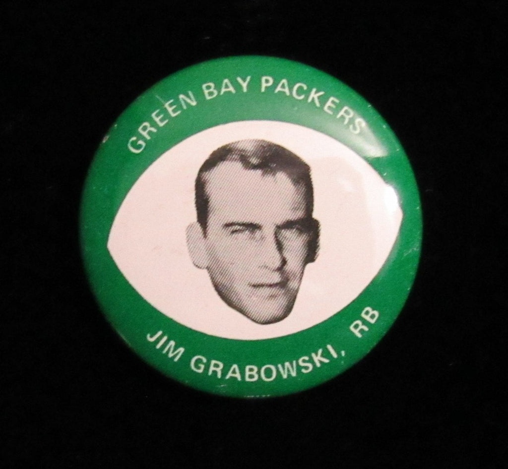 Vintage 1969 Drenks Potato Chips Jim Grabowski Pin Green Bay Packers 193881