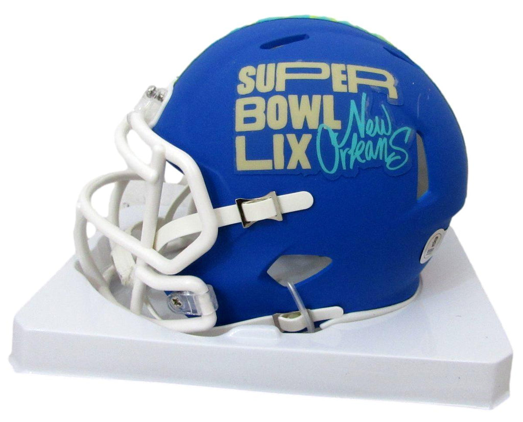 A.J. Brown Signed/Auto Mini SB LIX Blue Football Helmet Eagles Beckett 195531