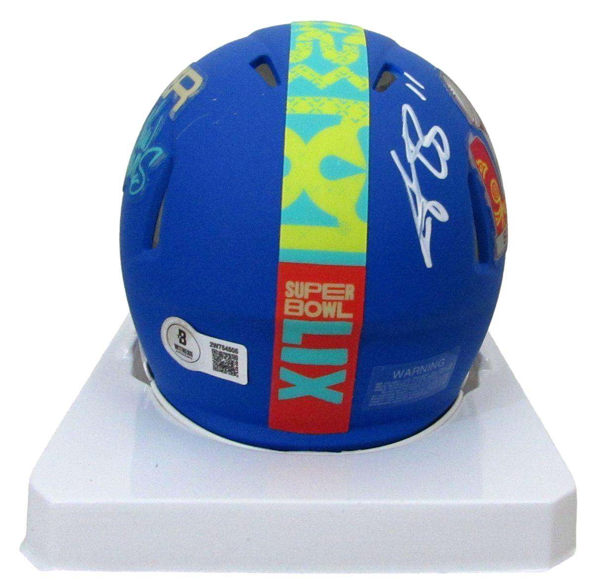 A.J. Brown Signed/Auto Mini SB LIX Blue Football Helmet Eagles Beckett 195531