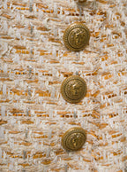 Balmain Women Beige Tweed Skirt With Front Golden Buttons In Cotton Blend Woman