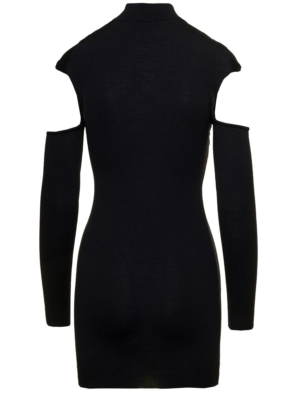 Coperni Women Mini Black Dress With Mock Neck And Twisted Cut-Out In Wool Woman
