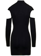 Coperni Women Mini Black Dress With Mock Neck And Twisted Cut-Out In Wool Woman