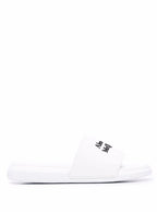 Alexander Mcqueen Men White Logo Pool Slides In Rubber
