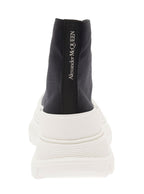 Alexander Mcqueen Women 'Tread Slick' Black High Top Sneakers With Oversized Platform In Cotton Woman