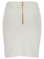 Balmain Women White Mini Pencil Skirt With Jewel Buttons In Viscose Blend Woman