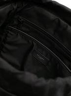 Saint Laurent Men Black Backpack With Tonal Logo Lettering Embroidery In Recycled Nylon Man