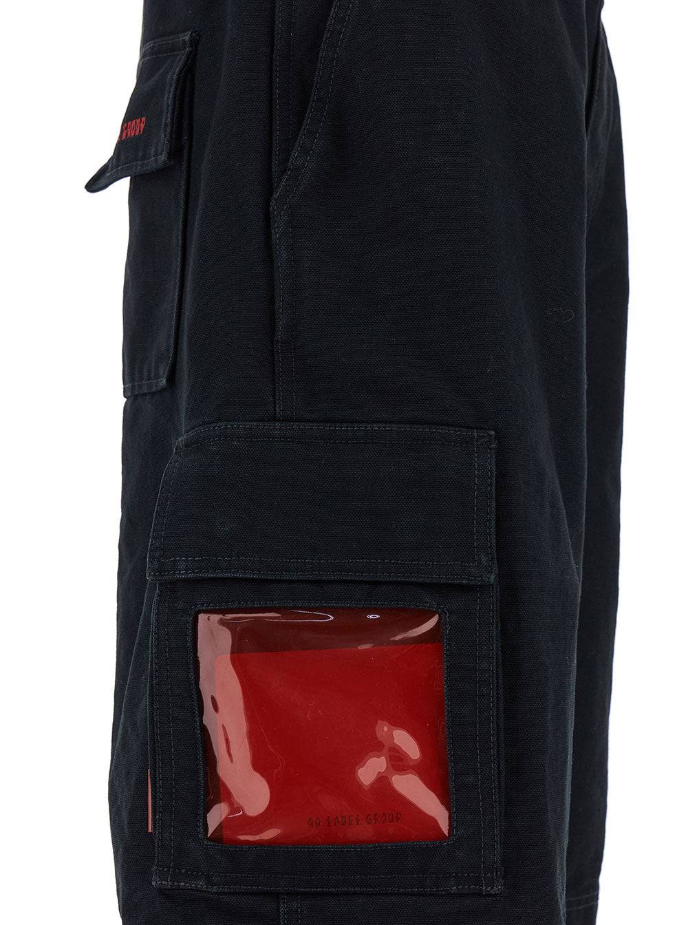 44 Label Group Men Black Cargo Bermuda Shorts With Logo Embroidery In Cotton Man