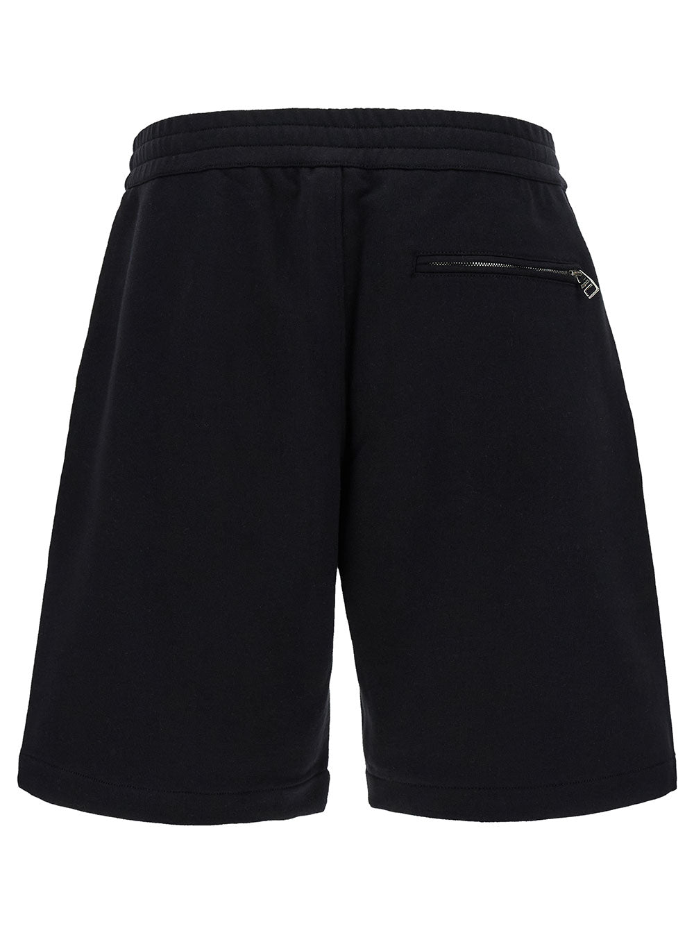 Alexander Mcqueen Men Black Shorts With Contrasting Logo Lettering Print In Cotton Man