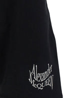 Alexander Mcqueen Men Black Shorts With Contrasting Logo Lettering Print In Cotton Man