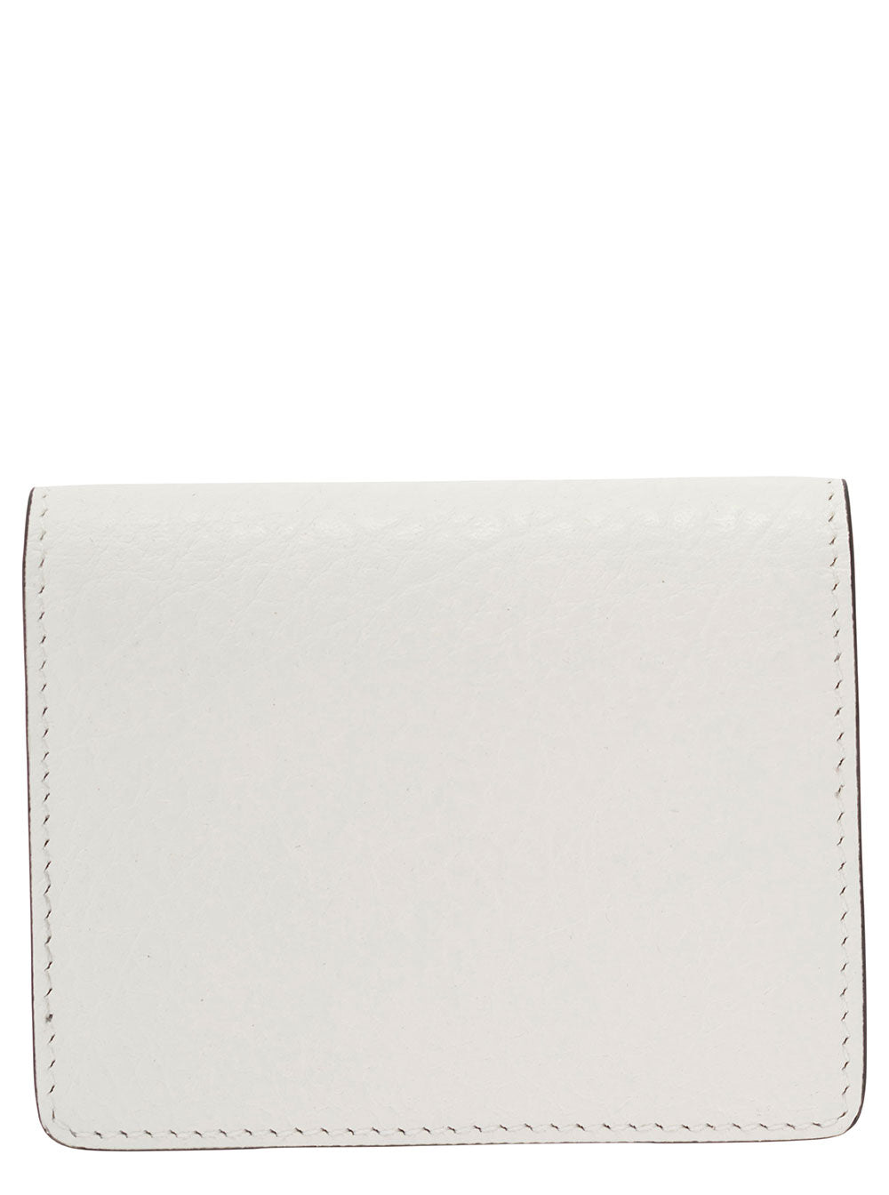 Acne Studios Men White Card-Holder With Embossed Logo In Hammered Leather Man