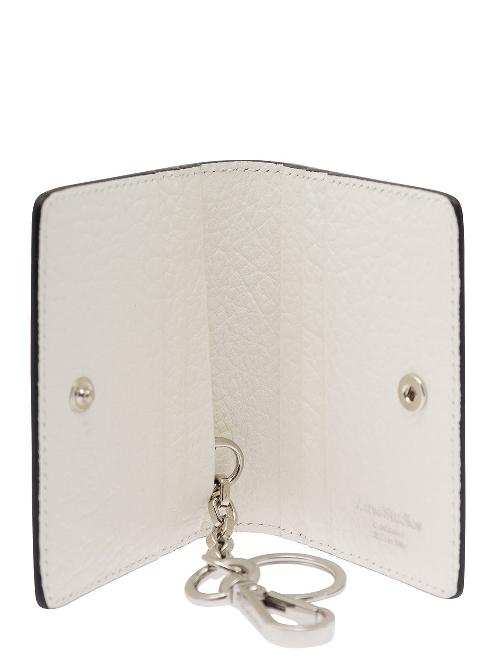Acne Studios Men White Card-Holder With Embossed Logo In Hammered Leather Man