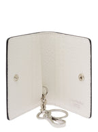 Acne Studios Men White Card-Holder With Embossed Logo In Hammered Leather Man