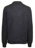 Fendi Men Grey Sweater With Jacquard Ff Motif In Wool Man