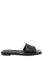 Alexander Mcqueen Women Black Quilted Sandals With Logo Motif In Leather Woman