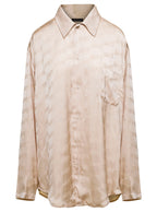 Balenciaga Women Beige Shirt With Logo Pattern In Viscose Woman