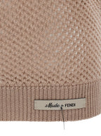 Fendi Men Beige Open Knit Work Sweater In Wool Man