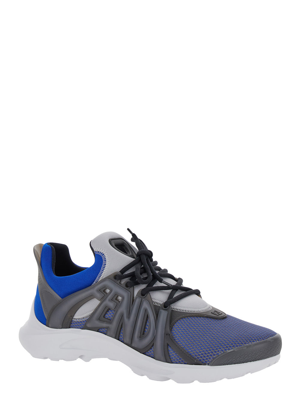 Fendi Men 'Fendi Tag' Blue Sneakers With Logo In Techno Mesh Man
