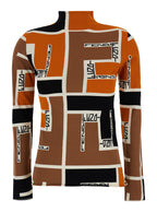 Fendi Women Orange Polo Neck Sweater In Viscose Blend Woman